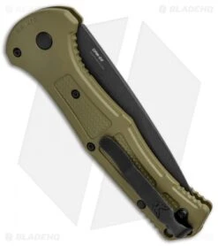 Benchmade Claymore Auto Knife OD Green Grivory (3.6" Black Serr) 9070SBK-1 -Benchmade Sales Store Benchmade Claymore Auto Ranger Green Grivory Black Serr 9070SBK 1 BHQ 118571 jr side