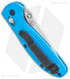 Benchmade Mini Griptilian AXIS Lock Knife Blue (2.91" Satin Serr) 556S-BLU -Benchmade Sales Store Benchmade Mini Griptilian AXIS Blue Satin Serr 556S BLU BHQ 112491 jr side
