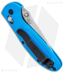 Benchmade Mini Griptilian AXIS Lock Knife Blue (2.91" Satin Serr) 556S-BLU-S30V -Benchmade Sales Store Benchmade Mini Griptilian AXIS Lock Blue Satin Serr 556S BLU S30V BHQ 3564 jr side