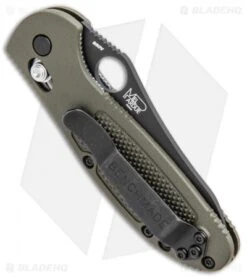 Benchmade Mini Griptilian AXIS Lock Knife Olive Drab (2.91" Serr) 555SBKOD-S30V -Benchmade Sales Store Benchmade Mini Griptilian AXIS Lock Olive Drab BLack Serr 555SBKOD S30V BHQ 2030 jr side
