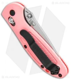Benchmade Mini Griptilian AXIS Lock Knife Pink (2.91" Satin Serr) 556S-PNK-S30V -Benchmade Sales Store Benchmade Mini Griptilian AXIS Lock Pink Satin Serr 556S PNK S30V BHQ 3909 jr side