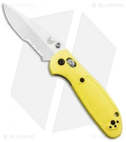 Benchmade Mini Griptilian AXIS Lock Knife Yellow (2.91" Satin Serr) 556S-YEL