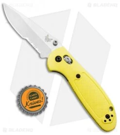 Benchmade Mini Griptilian AXIS Lock Knife Yellow (2.91" Satin Serr) S30V -Benchmade Sales Store Benchmade Mini Griptilian AXIS Lock Yellow Satin Serr 556S YEL S30V BHQ 2495 jr bottlecap