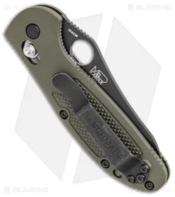 Benchmade Mini Griptilian AXIS Lock Knife Olive Drab (2.91" Serr) 555SBKHGOD -Benchmade Sales Store Benchmade Mini Griptilian AXIS OD Green Black Serr 555SBKHGOD BHQ 112501 jr side