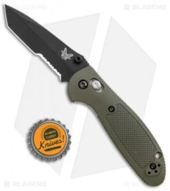 Benchmade Mini Griptilian OD Green Tanto Knife (2.91" Black Serr) 557SBKOD -Benchmade Sales Store Benchmade Mini Griptilian AXIS OD Green Tanto Black Serr 557SBKOD BHQ 112500 jr bottlecap