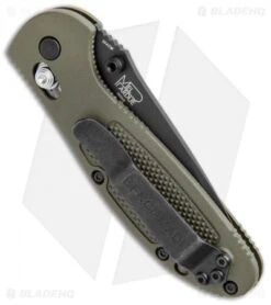Benchmade Mini Griptilian OD Green Tanto Knife (2.91" Black Serr) 557SBKOD -Benchmade Sales Store Benchmade Mini Griptilian AXIS OD Green Tanto Black Serr 557SBKOD BHQ 112500 jr side