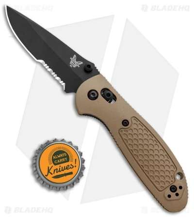 Benchmade Mini Griptilian AXIS Lock Knife Sand (2.91" Black Serr) D2 4 Benchmade Mini Griptilian AXIS Lock Knife Sand (2.91" Black Serr) D2 - Image 4