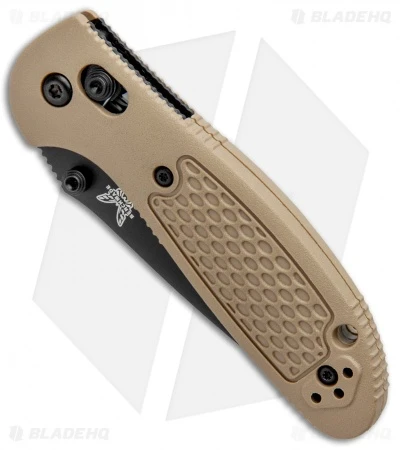 Benchmade Mini Griptilian AXIS Lock Knife Sand (2.91" Black Serr) D2 2 Benchmade Mini Griptilian AXIS Lock Knife Sand (2.91" Black Serr) D2 - Image 2