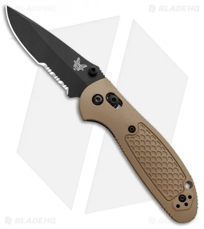 Benchmade Mini Griptilian AXIS Lock Knife Sand (2.91" Black Serr) D2 1 Benchmade Mini Griptilian AXIS Lock Knife Sand (2.91" Black Serr) D2
