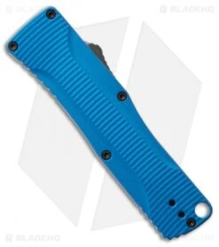 Benchmade Om D/A OTF Automatic Knife Blue Alum. (2.5" Gray) 4850-1 -Benchmade Sales Store Benchmade Om DA OTF Automatic Knife Blue Alum. 2.5 Gray 4850 1 BHQ 118574 LS Side