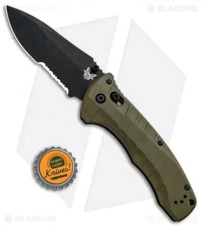 Benchmade Turret AXIS Lock Folding Knife OD Green G-10 (3.7" Black Serr) 980SBK 4 Benchmade Turret AXIS Lock Folding Knife OD Green G-10 (3.7" Black Serr) 980SBK - Image 4