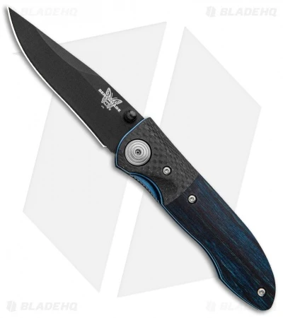 Vintage Benchmade 690 Liner Lock Knife Blue Wood/CF (3.625" Black) 690BTBLU 1 Vintage Benchmade 690 Liner Lock Knife Blue Wood/CF (3.625" Black) 690BTBLU