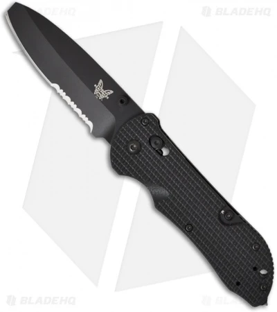 Benchmade Triage AXIS Lock Knife Black G-10 (3.5" Black Serr) 916SBK 1 Benchmade Triage AXIS Lock Knife Black G-10 (3.5" Black Serr) 916SBK