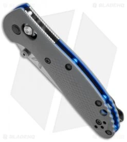 Benchmade Mini Griptilian AXIS Knife Gray/Blue G-10 (2.91" Satin Serr) 556S-1 -Benchmade Sales Store benchmade mini griptilian 556 1 bottom cm 2