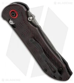 Benchmade 908-161 Stryker II AXIS Lock Knife Red/Black CF (3.57" Damasteel) Gold -Benchmade Sales Store benchmade stryker 908 161 cm side